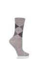 Ladies 1 Pair Burlington Whitby Extra Soft Argyle Socks - Brown