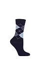 Women's 1 Pair Burlington Whitby Extra Soft Argyle Socks - Navy / Pale Blue
