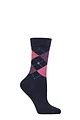 Women's 1 Pair Burlington Whitby Extra Soft Argyle Socks - Navy / Pinks
