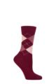 Ladies 1 Pair Burlington Whitby Extra Soft Argyle Socks - Deep Fuchsia