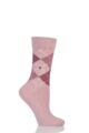 Ladies 1 Pair Burlington Whitby Extra Soft Argyle Socks - Pinks