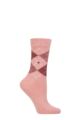 Ladies 1 Pair Burlington Whitby Extra Soft Argyle Socks - Pinks