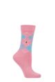 Ladies 1 Pair Burlington Whitby Extra Soft Argyle Socks - Pink / Blues