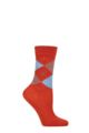 Ladies 1 Pair Burlington Whitby Extra Soft Argyle Socks - Red