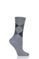 Ladies 1 Pair Burlington Whitby Extra Soft Argyle Socks - Charcoal