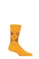 Mens 1 Pair Burlington Preston Extra Soft Feeling Argyle Socks - Yellow / Brown
