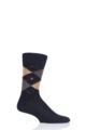 Mens 1 Pair Burlington Preston Extra Soft Feeling Argyle Socks - Black / Brown