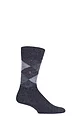 Mens 1 Pair Burlington Preston Extra Soft Feeling Argyle Socks - Charcoal / Grey