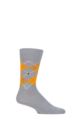 Mens 1 Pair Burlington Preston Extra Soft Feeling Argyle Socks - Grey / Yellow