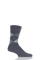 Mens 1 Pair Burlington Preston Extra Soft Feeling Argyle Socks - Dark Grey / Light Grey