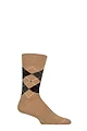 Mens 1 Pair Burlington Preston Extra Soft Feeling Argyle Socks - Camel