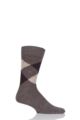 Mens 1 Pair Burlington Preston Extra Soft Feeling Argyle Socks - Brown / Beige