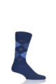 Mens 1 Pair Burlington Preston Extra Soft Feeling Argyle Socks - Navy / Blue
