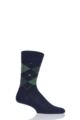 Mens 1 Pair Burlington Preston Extra Soft Feeling Argyle Socks - Navy / Green