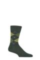 Mens 1 Pair Burlington Preston Extra Soft Feeling Argyle Socks - Forest