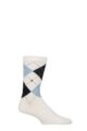 Mens 1 Pair Burlington Court Ribbed Argyle Cotton Sports Socks - White