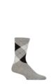 Mens 1 Pair Burlington Court Ribbed Argyle Cotton Sports Socks - Heather