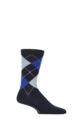 Mens 1 Pair Burlington Court Ribbed Argyle Cotton Sports Socks - Marine