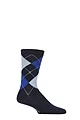 Mens 1 Pair Burlington Court Ribbed Argyle Cotton Sports Socks - Marine