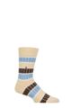 Mens 1 Pair Burlington Beaming Rugby Striped Ribbed Socks - Beige