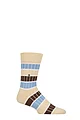 Mens 1 Pair Burlington Beaming Rugby Striped Ribbed Socks - Beige