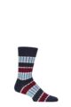 Mens 1 Pair Burlington Beaming Rugby Striped Ribbed Socks - Blue