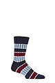 Mens 1 Pair Burlington Beaming Rugby Striped Ribbed Socks - Blue
