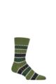 Mens 1 Pair Burlington Beaming Rugby Striped Ribbed Socks - Green