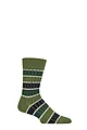 Mens 1 Pair Burlington Beaming Rugby Striped Ribbed Socks - Green