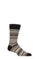 Mens 1 Pair Burlington Fair Isle Patterned Wool Socks - Black