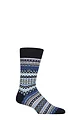 Mens 1 Pair Burlington Fair Isle Patterned Wool Socks - Blue