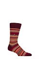 Mens 1 Pair Burlington Fair Isle Patterned Wool Socks - Brown