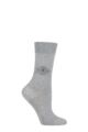 Ladies 1 Pair Burlington Frottee Plush Argyle Cotton Socks - Grey