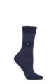 Ladies 1 Pair Burlington Frottee Plush Argyle Cotton Socks - Navy