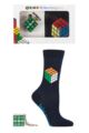 Ladies 1 Pair Burlington Rubiks Cube Gift Boxed Socks with Key Ring - Cube