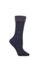 Ladies 1 Pair Burlington Cosy Wool Turn Over Top Boot Socks - Navy