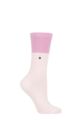 Ladies 1 Pair Burlington Organic Cotton Block Socks - Pink