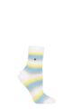 Ladies 1 Pair Burlington Stripe Cotton Socks - White