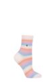 Ladies 1 Pair Burlington Stripe Cotton Socks - Pink