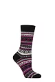 Women's 1 Pair Burlington Fair Isle Delight Wool Socks - Black