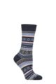 Women's 1 Pair Burlington Fair Isle Delight Wool Socks - Navy
