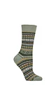 Women's 1 Pair Burlington Fair Isle Delight Wool Socks - Green