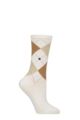 Women's 1 Pair Burlington Courtside Ribbed Cotton Socks - White / Beige