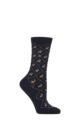 Women's 1 Pair Burlington Christmas Reindeer Cotton Socks - Navy