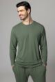 Mens 1 Pack Lazy Panda Bamboo Loungewear Selection Long Sleeved Top - Olive Green Long Sleeved Top