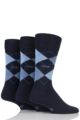 Mens 3 Pair Jockey Casual Argyle Cotton Socks - Blue