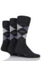 Mens 3 Pair Jockey Casual Argyle Cotton Socks - Grey
