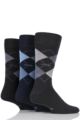 Mens 3 Pair Jockey Casual Argyle Cotton Socks - Blue / Grey / Black
