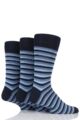Mens 3 Pair Jockey Casual Stripe Cotton Socks - Blue