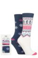 Ladies 2 Pair Totes Originals Slipper Socks - Penguin Fairisle